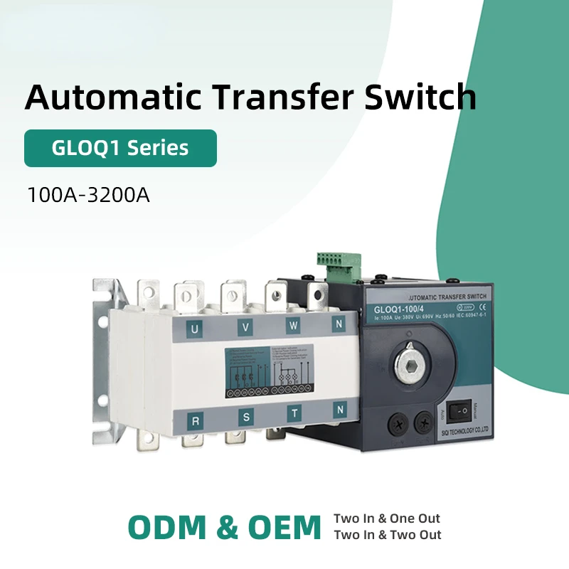 100A ATS 4P 3 Phase Automatic Transfer Switch for Generator 63A PC Class Home Use 160A 4 Pole Automatic Changeover Switch