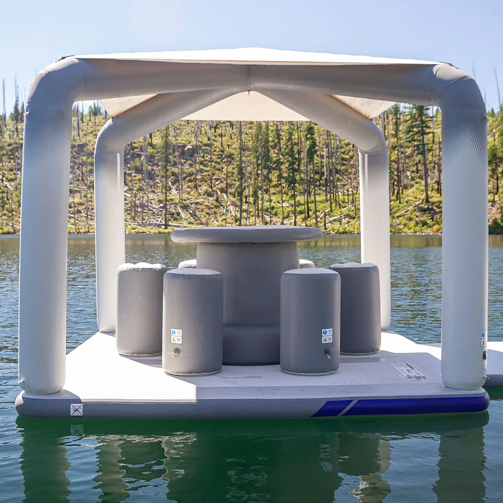 قاعدة جزيرة عائمة قابلة للنفخ على سطح السفينة مع طاولة ومقاعد وصالة عائمة قابلة للنفخ #5