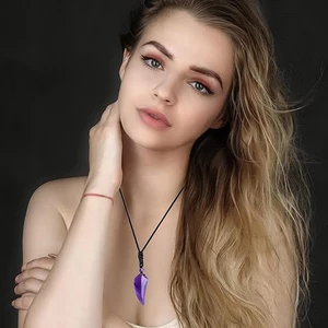 Wolf Tooth Necklace Pendant for Men and Women Amulet Natural Crystal, Pingentes Ophestist Tiger Eye Halloween Jewelry Crystals Natural Stones True Natural Stones Penders Men's H247 Leather 10 Main Sales Natural Stone Necklace - №9