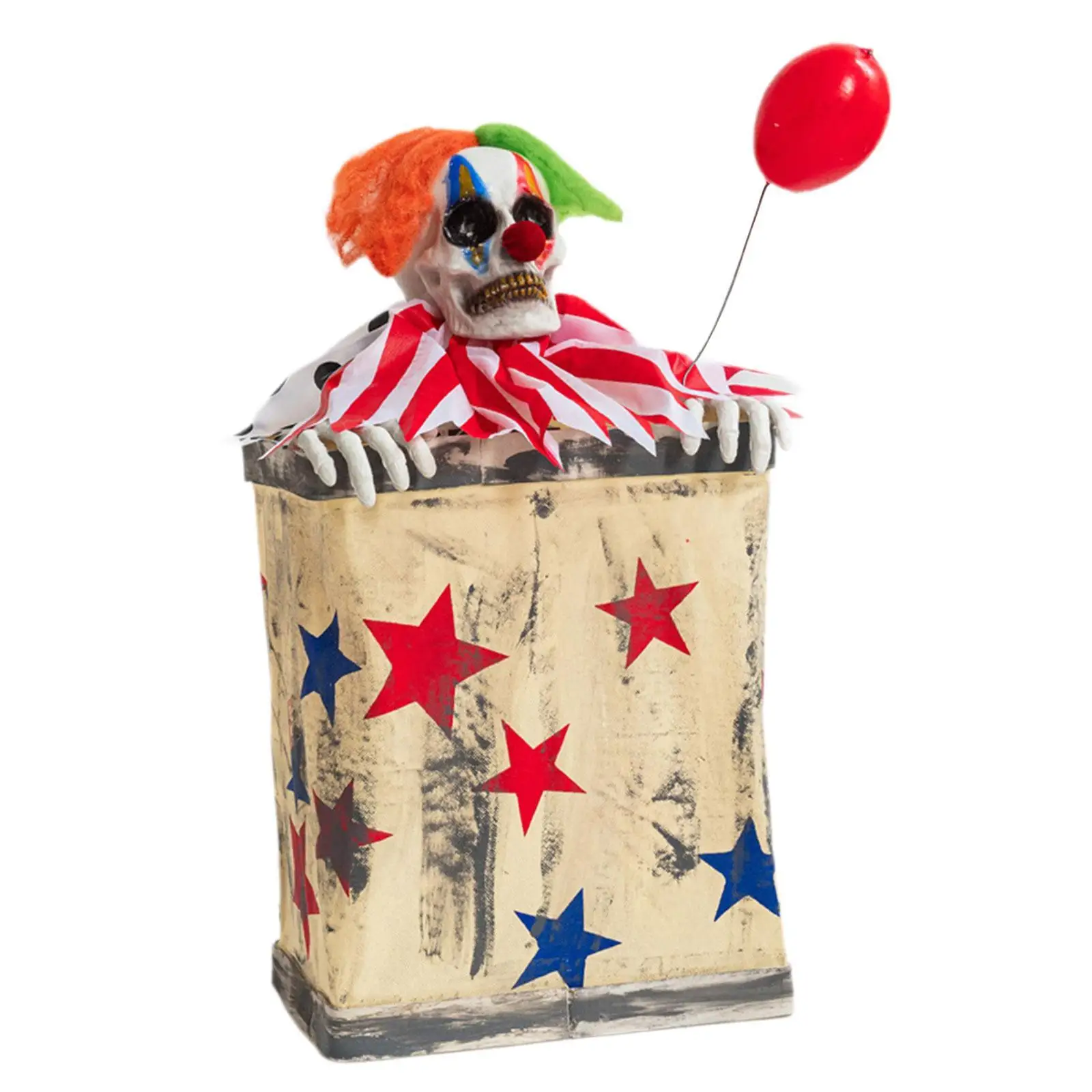 Clown in Box Decorative Party Favors Ornament Luminous LED Eyes for Outdoor and Indoor Living Room Backyard Haunted House Porch