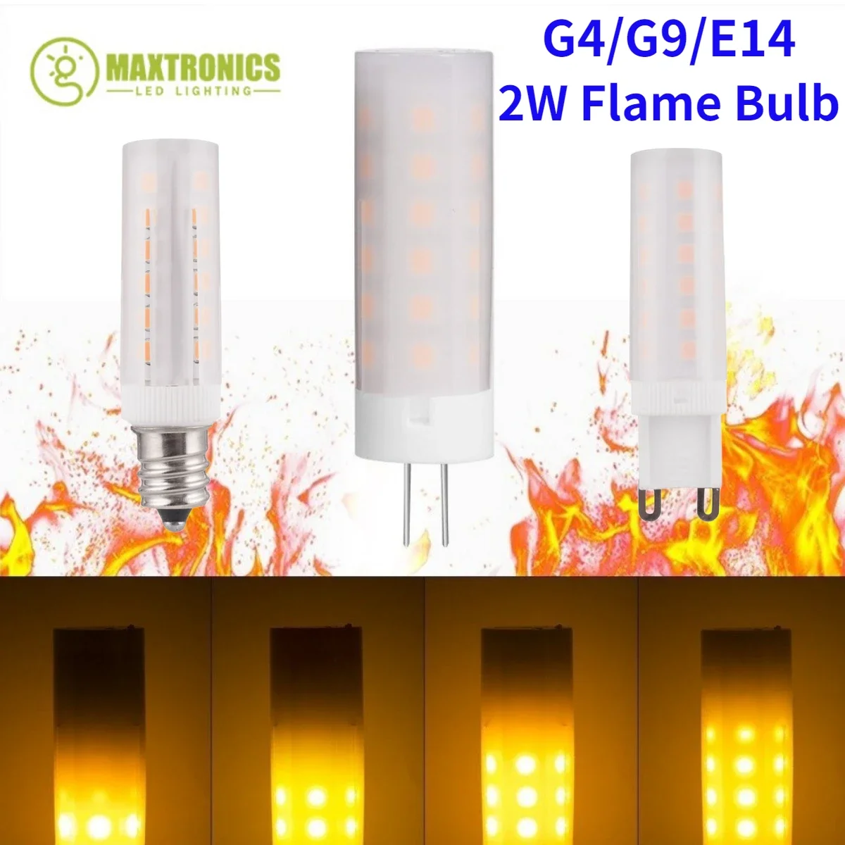 LED Flame Bulbs 2W E14 G4 G9 AC85-265V Corn Bulb Flickering LED Candle Light Dynamic Flame Effect For Home Light