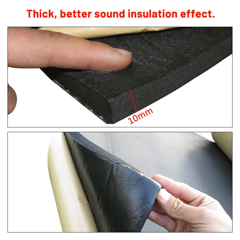 Car Sound Deadener Mat Thicken Noise Heat Deadening Soundproof Dampening Foam Mat For Auto Hood Engine Door 200cmx50cm