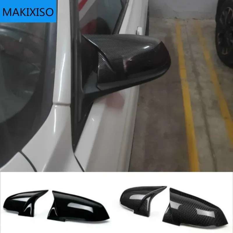 2pcs Auto Car Rear View Side Mirror Cover Trim For BMW F20 F21 F22 F23 F30 F31 F32 F36 X1 E84 F87 M2 Carbon Fiber Style