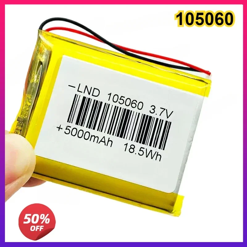 105060 3.7V 5000mAh Polymer Lithium Rechargeable Battery Power Bank  GPS Locator LED Light Universal Bateria 3.7V