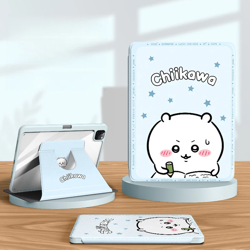 With Pencil Holder Case for iPad Pro 2025 2024 2023 11th Air 7 2025 Mini Anime Cartoon Usagi Chiikawa Hachiware Antidrop Cover view 4