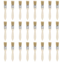 uxcell 24 Pcs 1 Inch Paint Brush Natural Bristle Flat Edge with Wood Handle Wall Treatment Tool for Paint, Varnishes