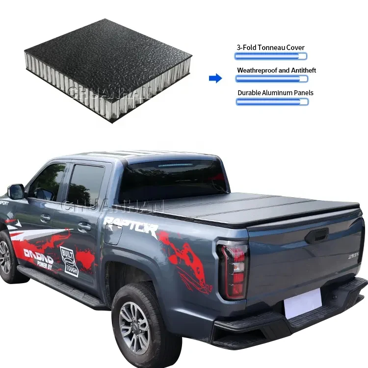 

Factory Pickup Hard Tri-fold Aluminum Ranger Tonneau Cover For Hilux Vigo Revo Dmax Ford F-150 Tundra Electric For Tacoma NP300