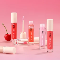 6ml Private Labe Lipgloss Custom Bulk White Cap Round Tube Gloss with Long-lasting Color Matte Mirror Lip Glaze Moisture Makeup