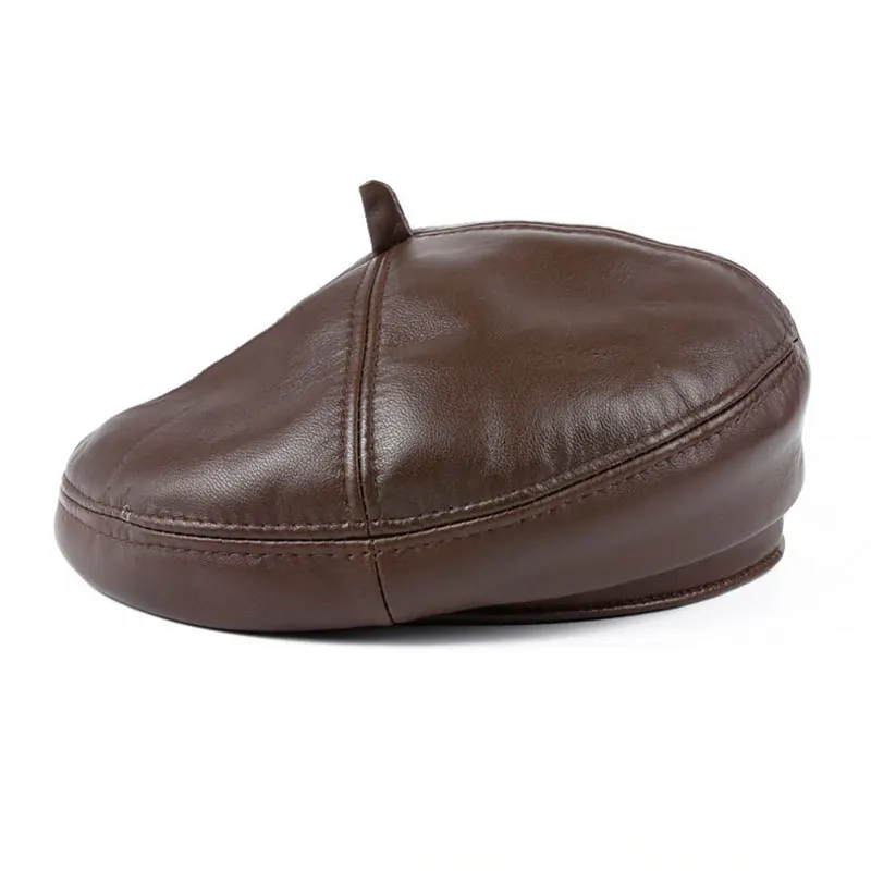 New Women Soft Sheepskin Beret Vintage Versatile Painter Leather Cap Multi Size Multiple Colors For Spring Autumn Daily Wear