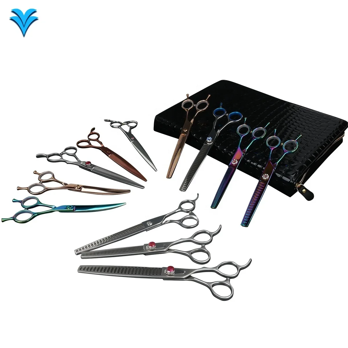 

Factory Wholesale Custom Logo Curved Pet Grooming Scissors Kit Dog Grooming Scissors for Dogs