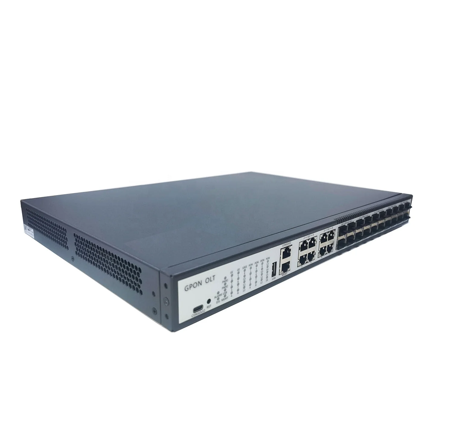 Popular GPON OLT with 16PON ports+8*GE+4*10G SFP+ ports, WEB/SNMP Mnagement for datacenter school