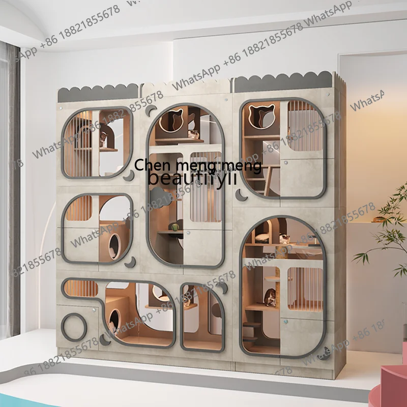 

Modern Cat Cabinet Indoor Toilet Cat Climbing Frame Cat Villa Double-Sided Glass Display Cabinet H