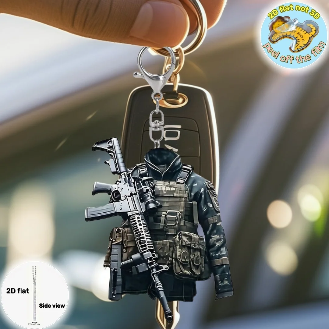 

Special Forces Equipment Pendant Keychain,Military-Style 2D Flat Acrylic Ornament,Hanging Decoration for Car,Bags,Festive,Gift
