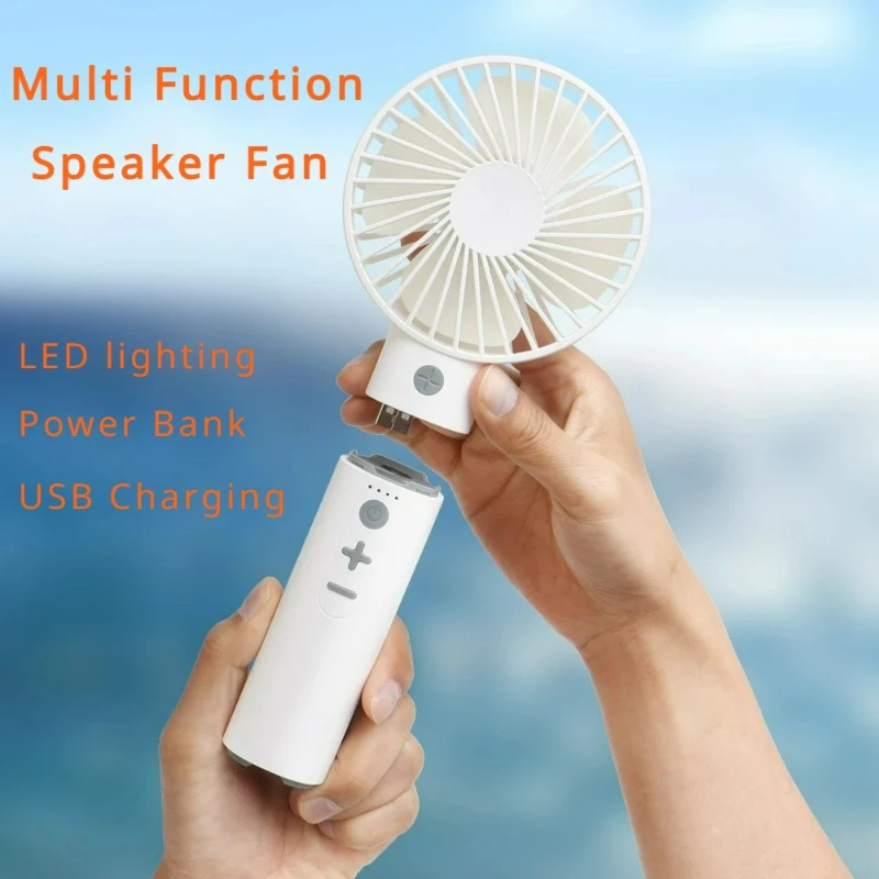 

Multi Functional Handheld Mini Fan USB Charging LED Flashlight Bluetooth Speaker Power Bank Large Wind Silent Fan