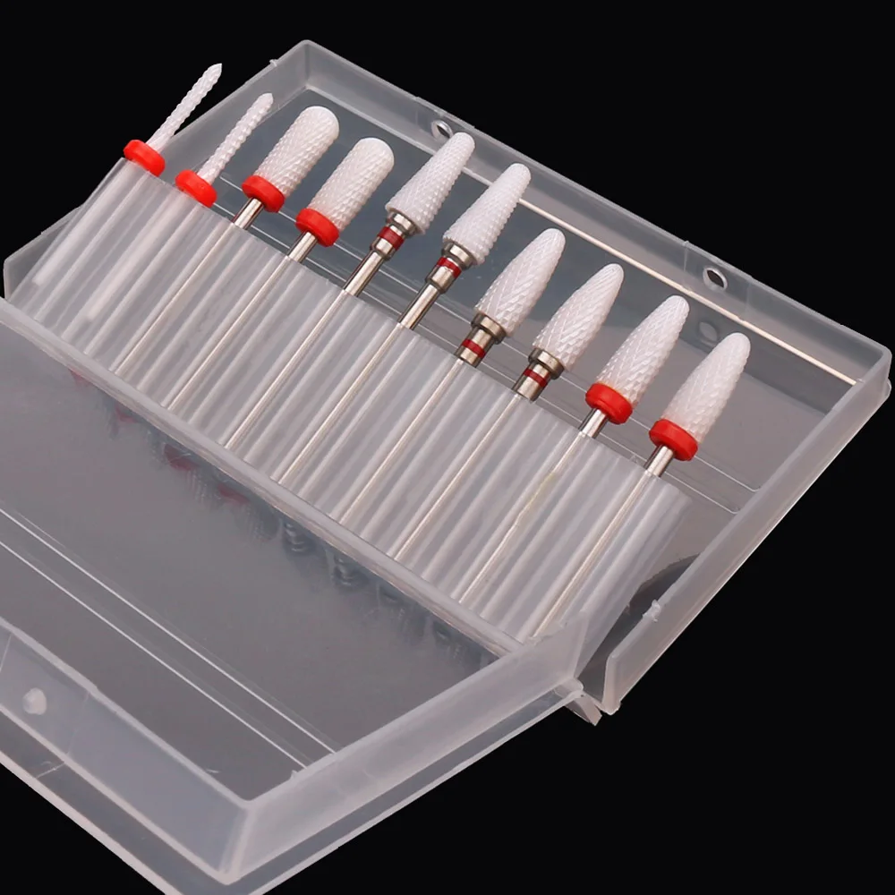10pcs Ceramic Nail Drill Bit-3/32 Nail Drill Bits for Acrylic Nails,Professional Electric Nail Drill for Crystal Nail Extension