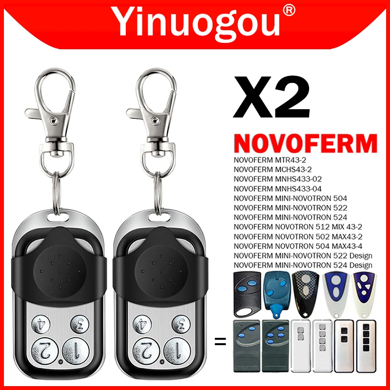 For NOVOFERM MINI-NOVOTRON 522 524 NOVOTRON 502 MAX43-2 504 MAX43-4 512 MIX43-2 MNHS433-02 MNHS433-04 Gate Remote Control 433MHz