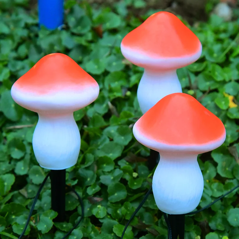 Newness Solar Lights, Set of 3 Solar Mushroom Lights, Outdoor Waterproof Solar Powered Mushroom Lights, Garden Stake Lights