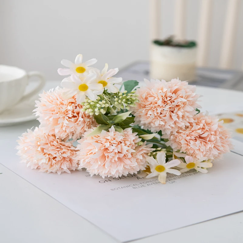 الزهور الاصطناعية الحرير أقحوان لباقة الزفاف العروس المنزل السنة الجديدة اكسسوارات الديكور زهرية النباتات ترتيب #6