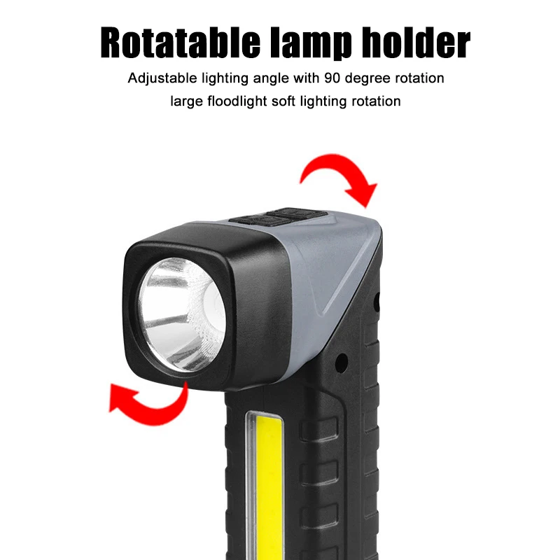 Multifunctional Work Lights LED Magnetic Flashlight Built In Battery USB Rechargeable Portable Flash Light Camping Repair Torch