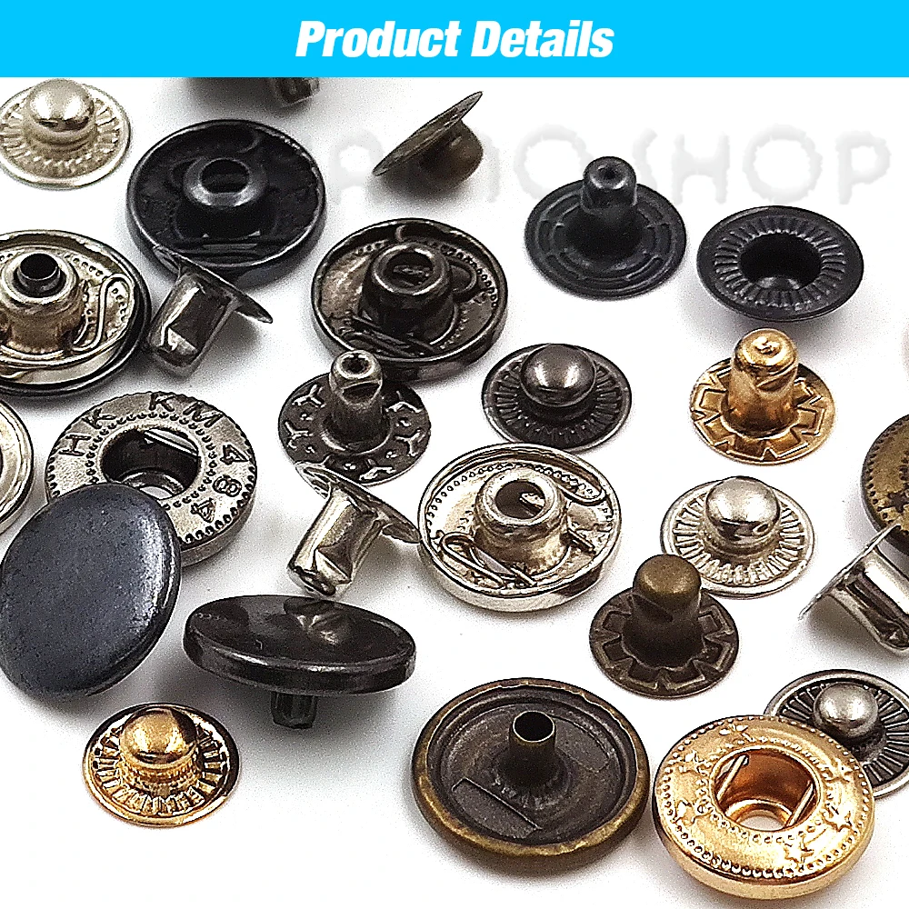 25Sets 831/633/655 Snap Fasteners Metal Snaps Press Button Studs Optional Tool For DIY Sewing Clothes Garment Bags Shoes Jacket