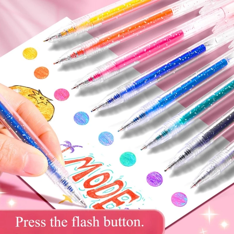 

Colorful Glittering Gel Pen Refills 1.0MM Quick Drying Inks For Journal Planner H8WD