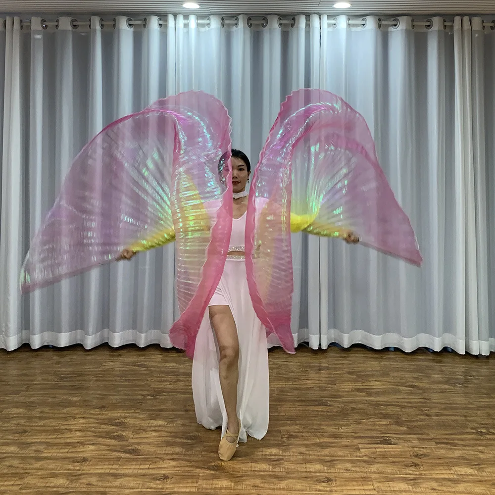 Transparent Isis Wings Iridescent Stage Performance Props Oriental Dance Egyptian Wings Belly Dance Accessories With Sticks