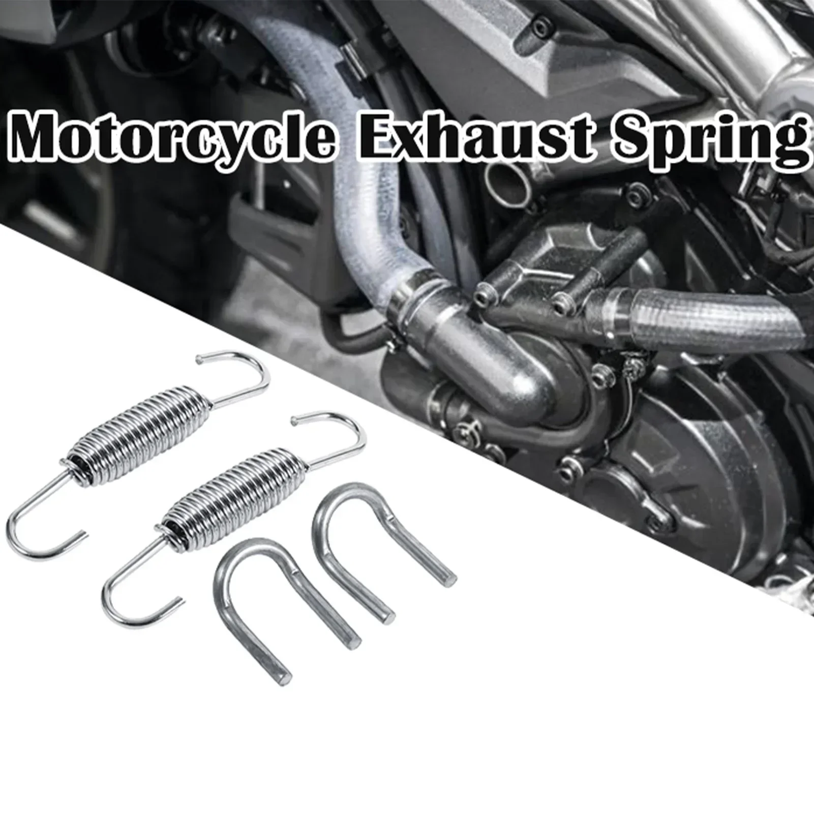 2x Motorcycle Exhaust System Fully Rotatable Mounting Springs Stainless Steel