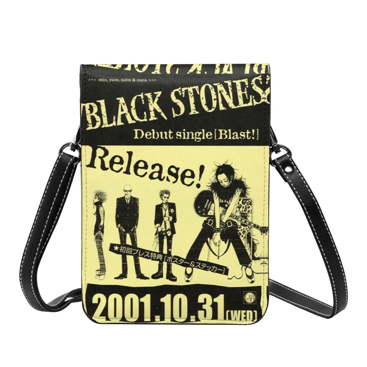 Black Stones Concert Nana Leather Small Cell Phone Purse Merchandise Bonito Feminino Mini Ombro Bag Card Case Durable