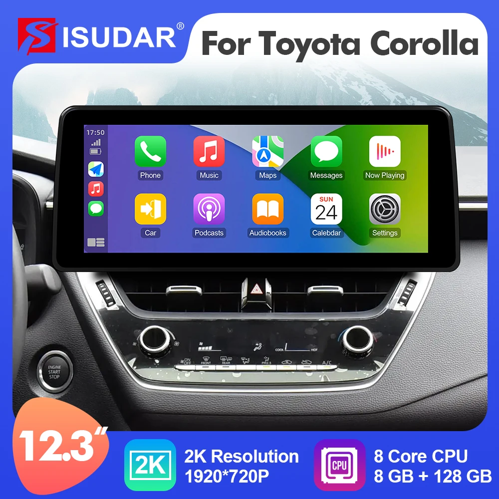 

Автомобильный радиоприемник ISUDAR, 12,3 дюйма, Android 12, для Toyota Corolla 2019-2023, GPS, автомобильный мультимедийный стереопроигрыватель, камера Carplay, 4G Net, 2 Din