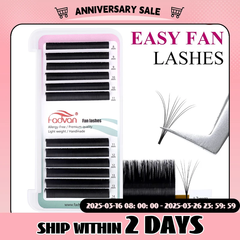 Fadvan Easy Fanning Eyelash Extensions flora Lash Soft Black Russian Volume Lashes Flare Auto Fan Eyelashes Makeup Natural Cilia