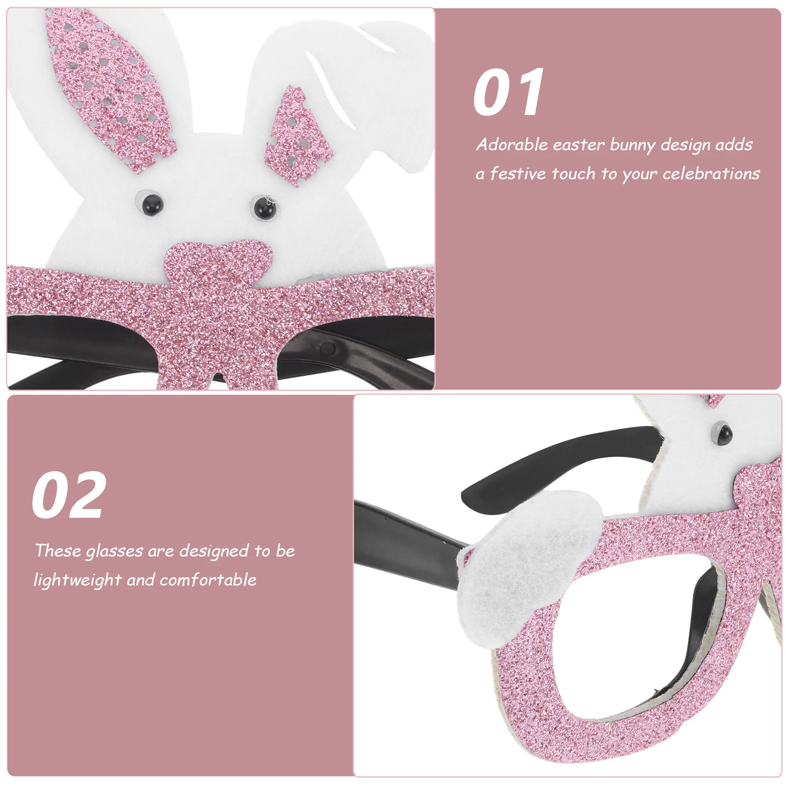 نظارات أرنب عيد الفصح، نظارات أرنب خفيفة الوزن لطيفة للبالغين، إكسسوارات أزياء دعائم الصور للحفلات #3