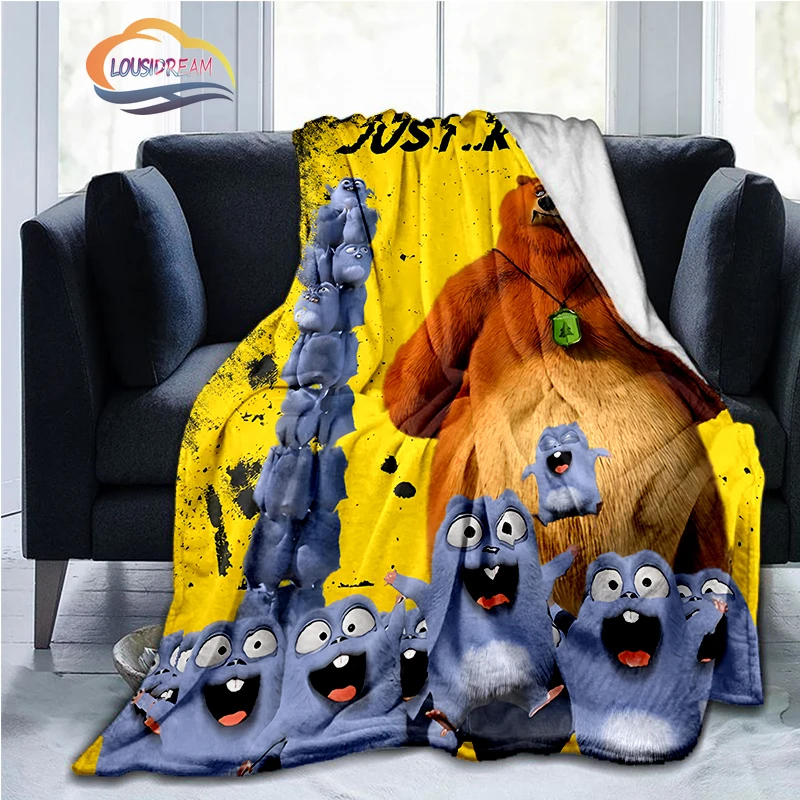 Grizzy and The Lemmings children blanket Cartoon Bear mouse Flannel fluffy  Sofa bed  camping 
