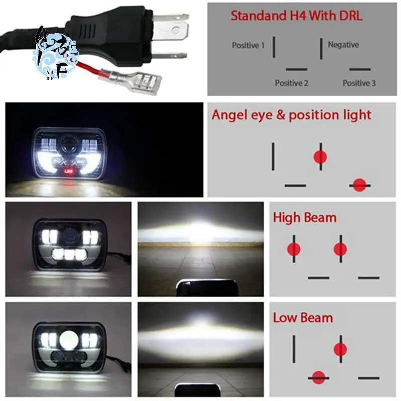 

A13F-7 Inch Square Daytime Running Light Car Front Headlight DRL High Low Flood Spotlights LED Work Light For Wrangler