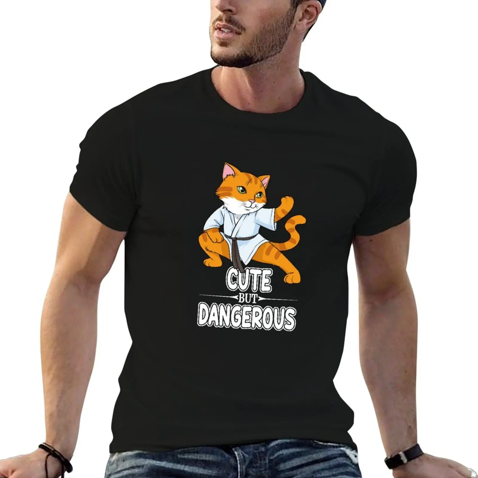Cute But Dangerous Karate Cat Kimono Black Belt T-Shirt essential t shirt funny gifts sweat shirts, men