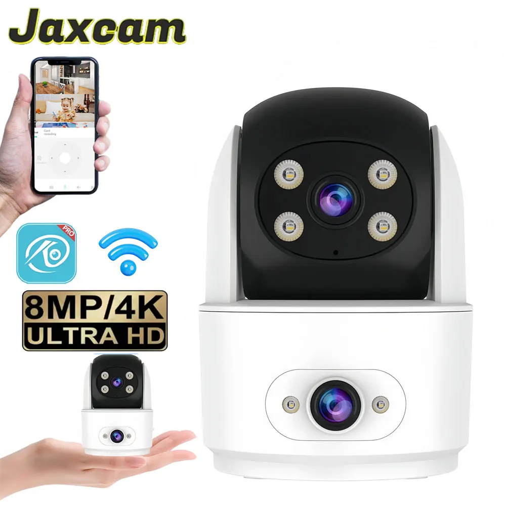 

O-KAM Pro Indoor 8MP двухкамерная CCTV-камера с двусторонней аудиосвязью, цветным ночным видением, обнаружением движения и поддержкой хранения данных на карте памяти