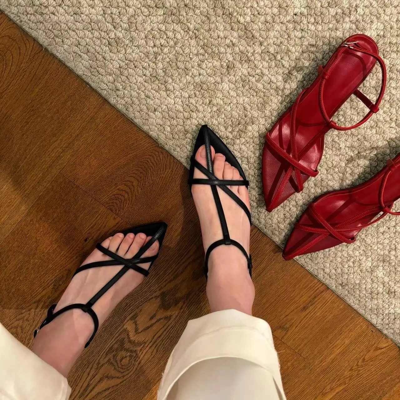 sheepskin-version-pointed-toe-thin-heel-versatile-sandals-summer-new-cross-band-open-toe-design-sensation-slippers-for-women
