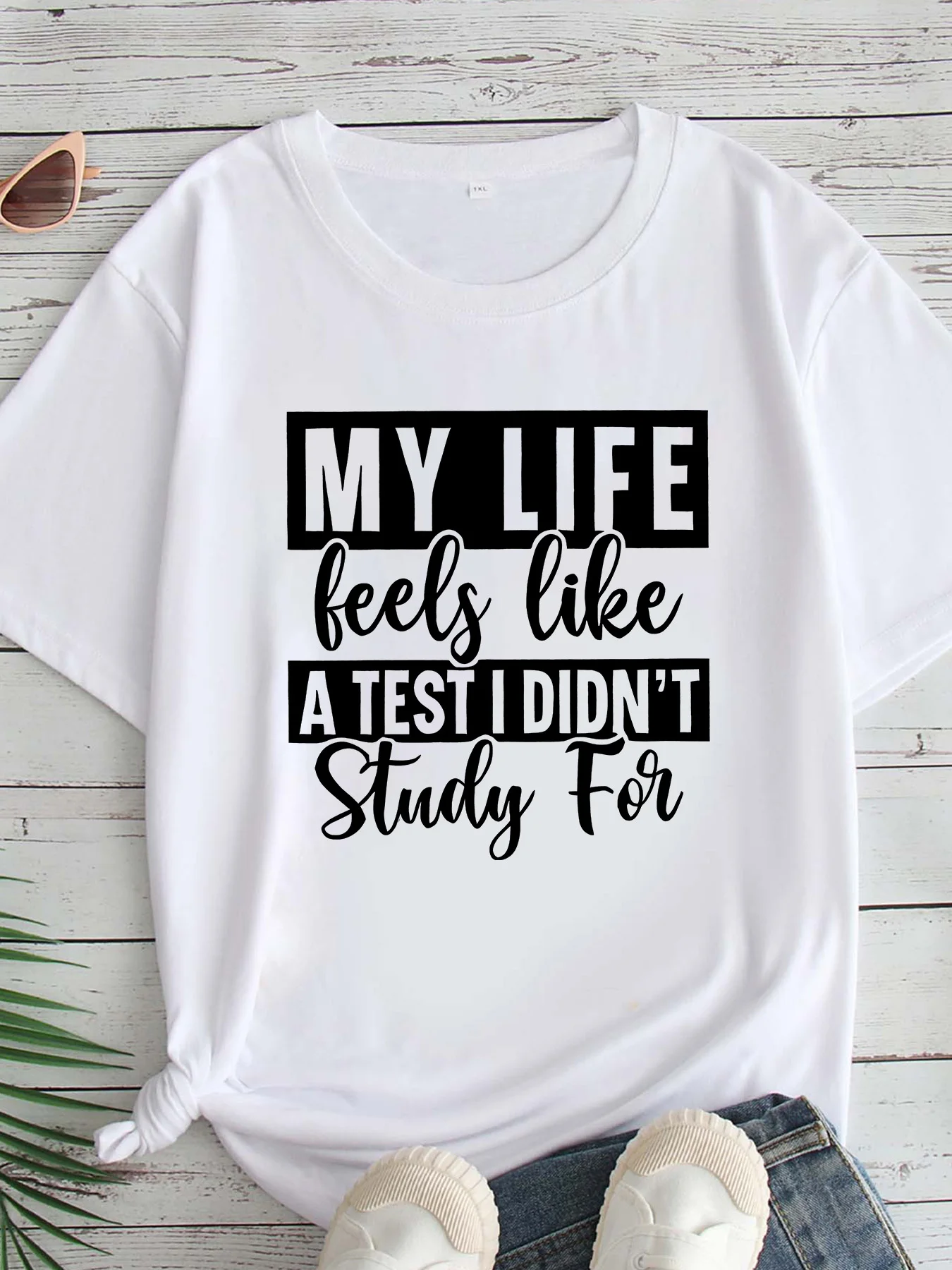 

Women's Large Size Printed round Neck Short Sleeve T-shirt 1-7XL Comfortable Casual Top in European Style