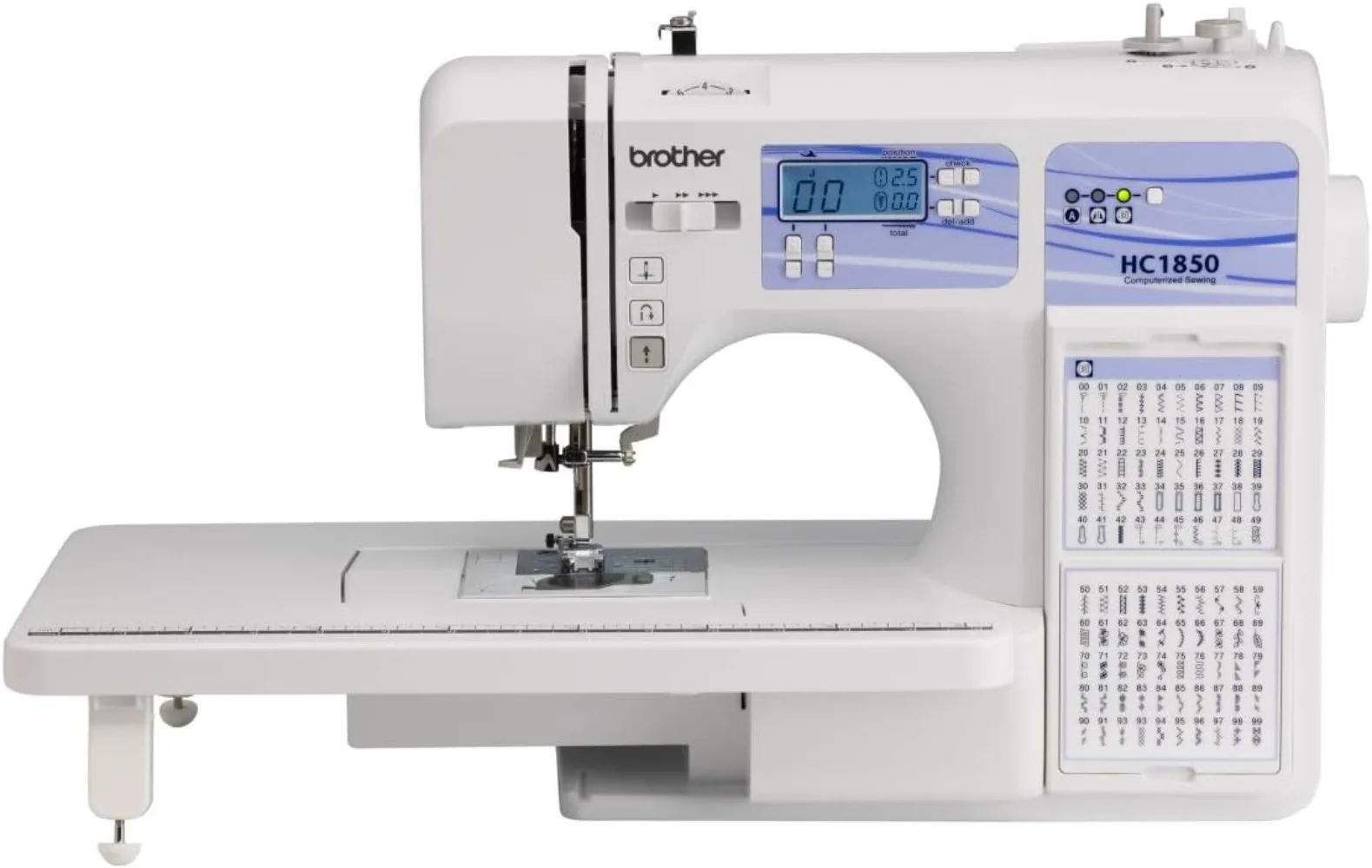 

Sewing and Quilting Machine, HC1850, 185 Built-in Stitches, LCD Display, 8 Included Sewing Feet