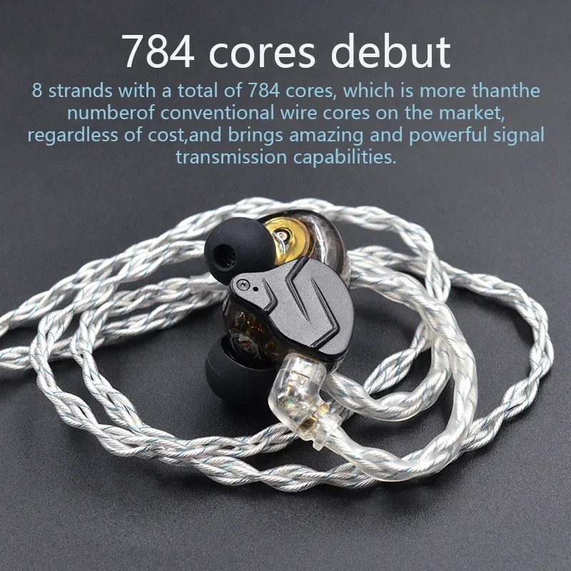 KZ 8 Core Silver Blue Hybrid 784 Cores Silver Plated Upgrade Wire Earphones Cable for KZ ZS10 PRO ZSN PRO ZSX DQ6 ZAX