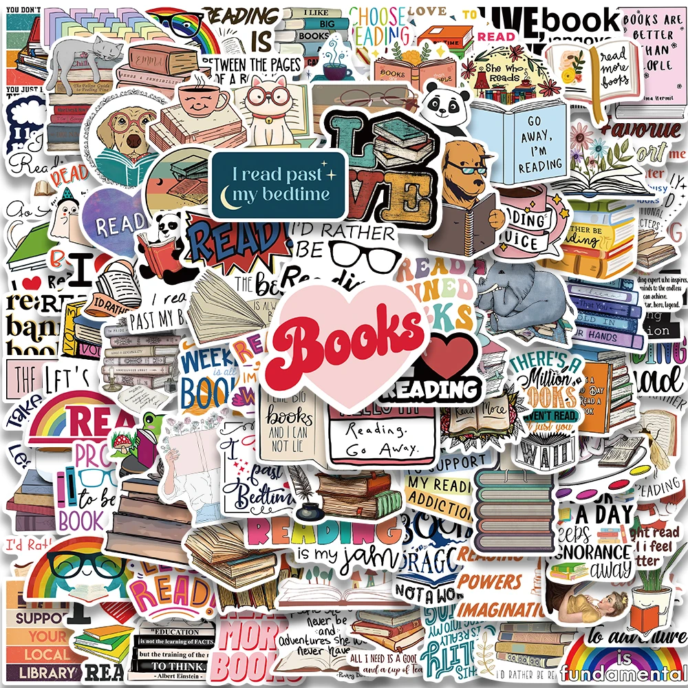 

50/100PCS Diary Book Reading Bookish Sticker Bookworm Aesthetic DIY Journal Scrapbook Phone Laptop Guitar Luggage Kindle Sticker