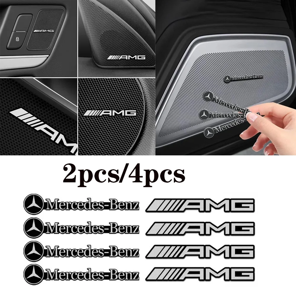 2/4pcs car audio decorate 3D Aluminum Badge Emblem Sticker For Mercedes Benz AMG W212 W204 W211W168 W213 W205 W210 W108 W124