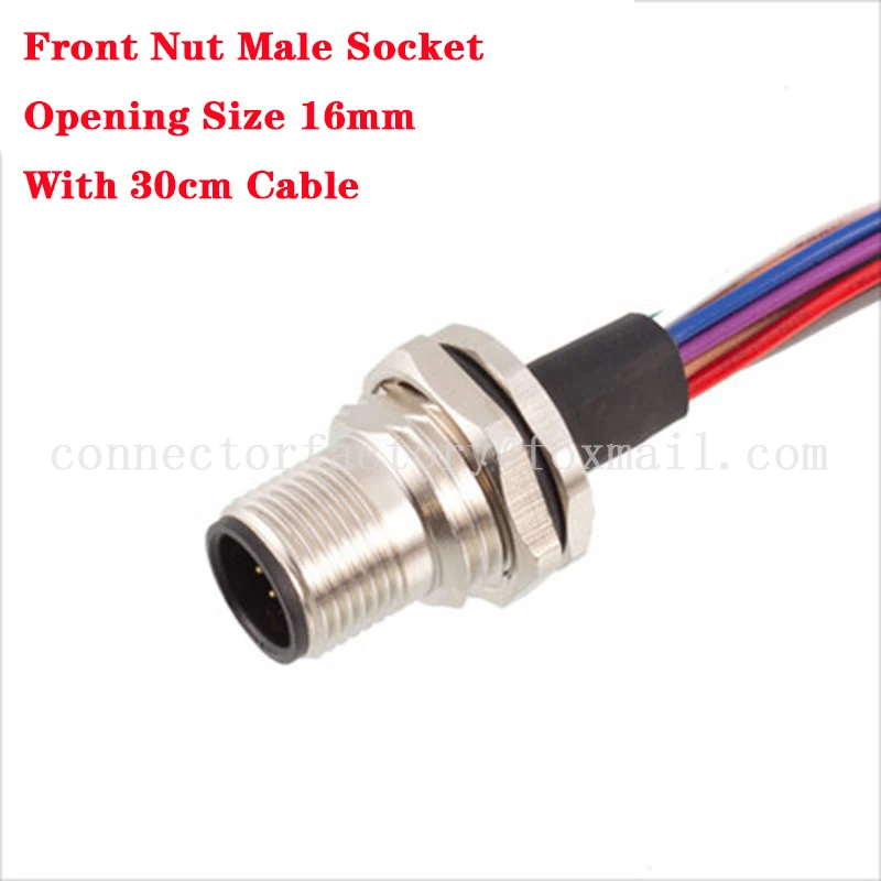 M12 2P 3P 4P 5P 6P 8P 12P Waterproof IP67 Aviation Male Female Socket With Cable Threaded Connector For Data And Telecom Systems