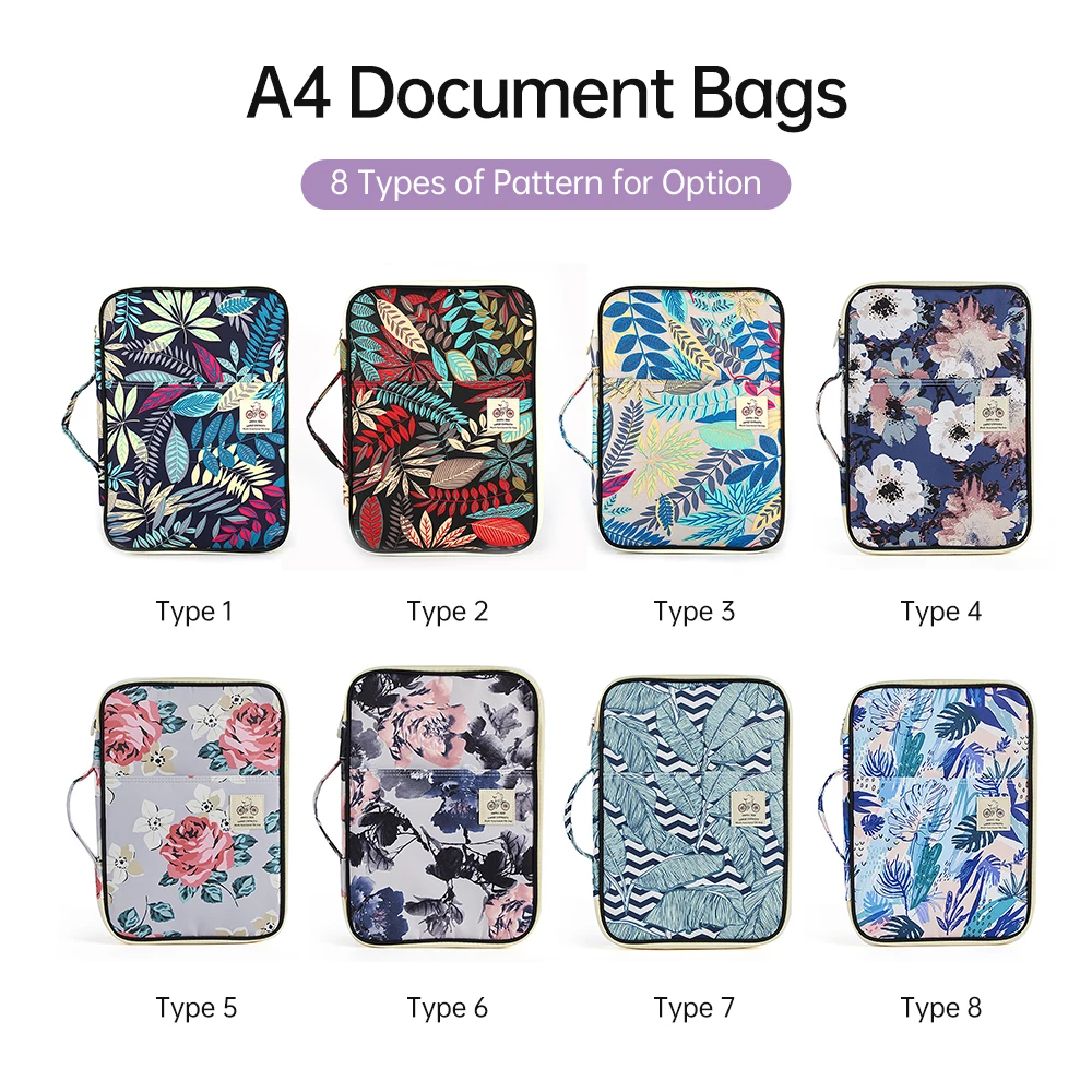 Multi-Functional A4 Document Bags Portfolio Organizer Waterproof Travel Pouch Zippered Case for Pads Notebooks Pens ID Card Gift