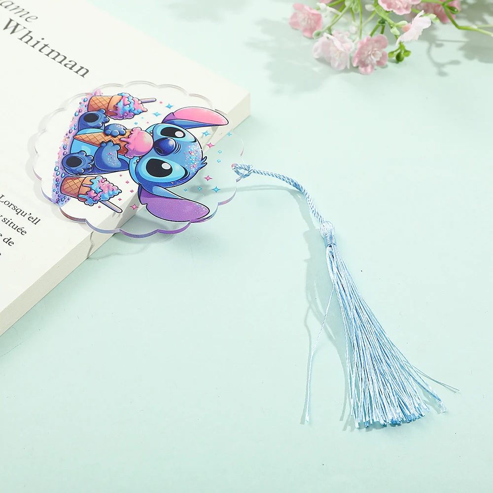 Stitch Acrylic Bookmark Tassels Page Mark Cartoon Readings Bookmark Kawaii Collect Souvenirs for Boys Girls Stationery Supplies