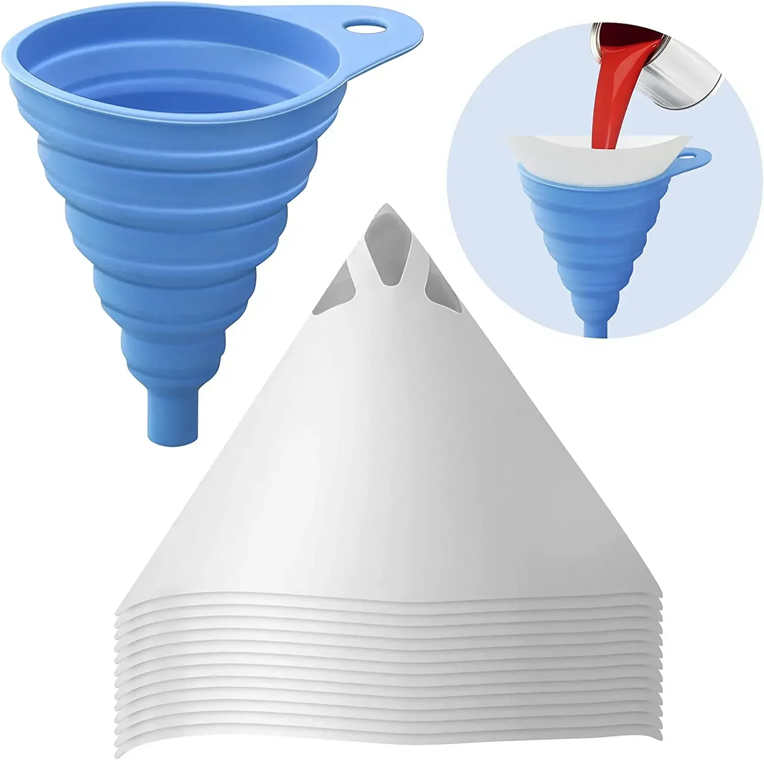 200pcs Car Disposable Paper Filter 190 Mesh Purifying Straining Cup Paint Spray Mesh Conical Nylon Micron Paper Funnel Tools