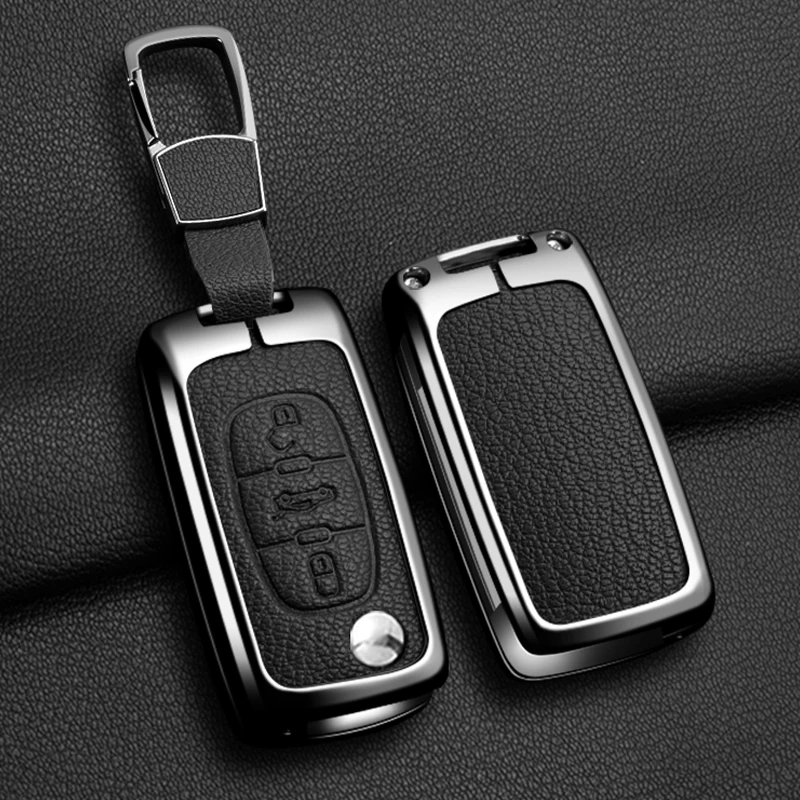 Passende Legierung Leder Autoschlüssel-Hülle für Peugeot 207 307 308 407 607 807 Für Citroen C2 C3 C4 C5 C6 C8 Zubehör – Detail 17
