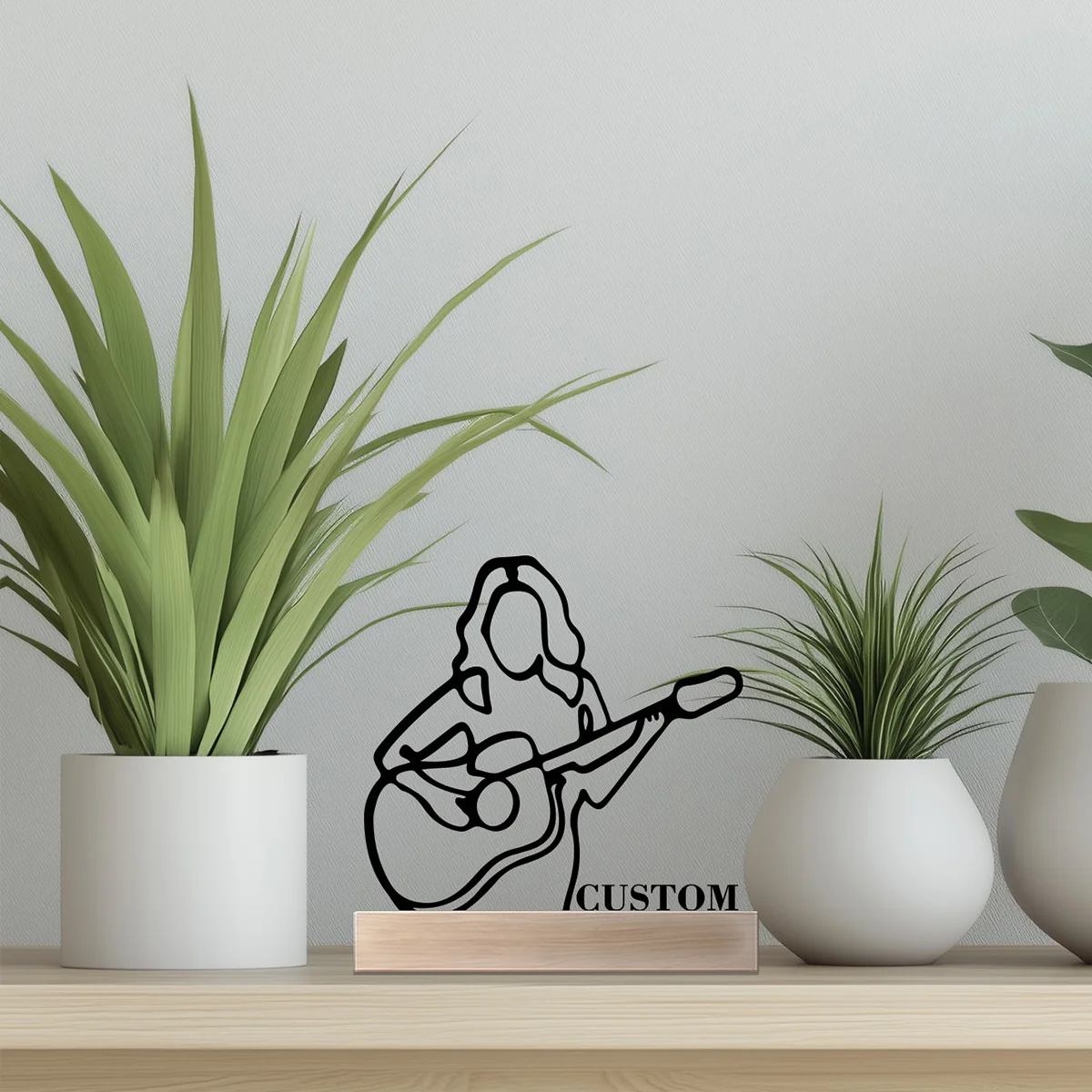 1 قطعة اسم مخصص بسيط الغيتار تمثال معدني مع قاعدة خشبية الحديد زخرفة القصدير النحت الفن الحرف مع قاعدة خشبية طاولة المنزل