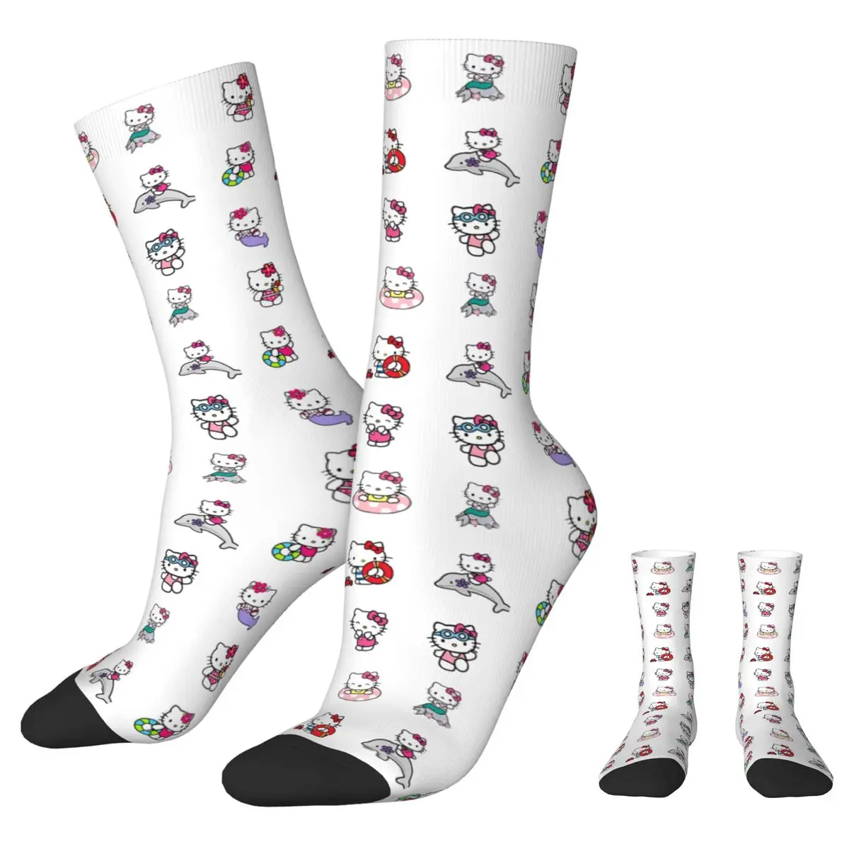 Official Hello Kitty Swim Dolphin Sock New Men's Socks Crazy Sport Women's Socks Spring Summer Autumn Winter