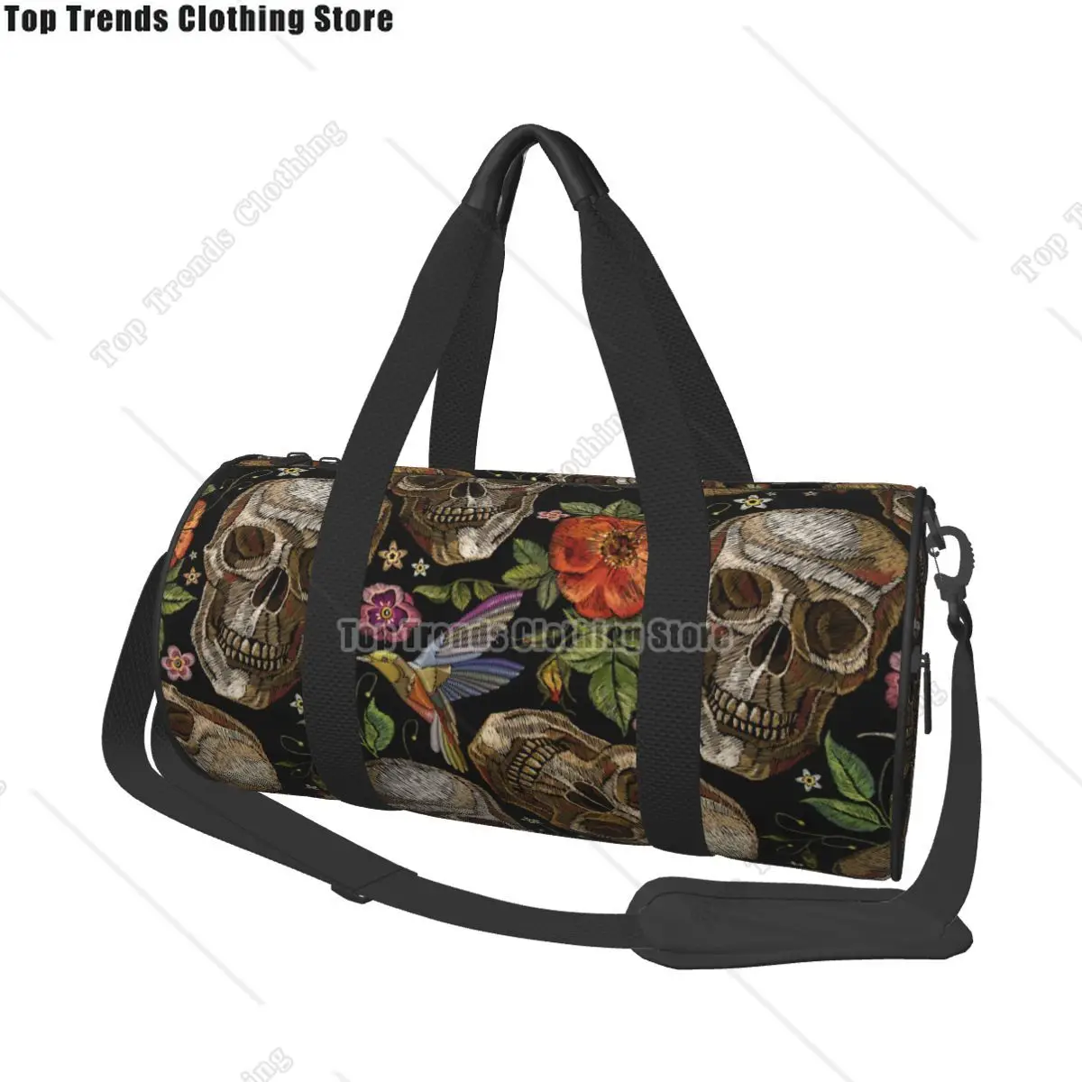 

Vintage Skull Gym Bag Roses Pop Travel Training Sports Bags Men Women Custom Large Cute Fitness Bag Weekend Handbags