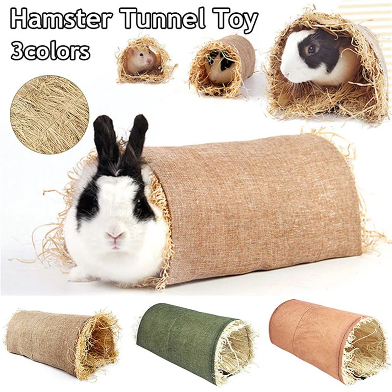 Rabbit Hideaway Toy Grass Straw Bunny Toy Tunnel Hamster Accessories For Guineapig Chinchilla Ferret Rats клетка для грызунов